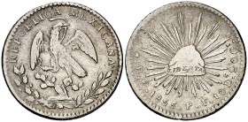 1855. México. Go (Guanajuato). 1 real. (Kr. 372.6). 3,35 g. AG. MBC.