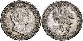 1823. México. Iturbide. (México). JM. 2 reales. (Cal. 303). 6,66 g. AG. Golpecitos. Rara. MBC.