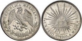 1903. México. (México). AM. 1 peso. (Kr. 409.2). 26,99 g. AG. EBC-/EBC.