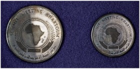 AH 1398 (1978) Sudán. 5 y 10 libras. (Kr. 76 y 77). 52,43 g. AG. O.U.A. (Organización de la Unidad Africana). Cumbre de la reunion de Kartum. Acuñació...