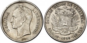 1926. Venezuela. Gram 10 (2 bolívares). (Kr. 23). 9,83 g. AG. EBC-.