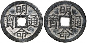 s/d (1820-1841). Vietnam. Minh Mang. 1 phan. (Kr. 182c). Zinc. Lote de 2 monedas. EBC.