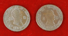 1814 y 1817. Fernando VII. Jubia. 8 maravedís. Lote de 2 monedas. A examinar. BC/BC+.
