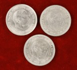 1957*58, *61 y *71. Estado Español. 25 pesetas. Lote de 3 monedas. A examinar. MBC+/EBC-.