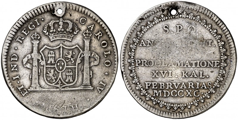 1790. Carlos IV. Puebla de los Ángeles. Módulo 2 reales. (Ha. 191) (V. 156) (V.Q...