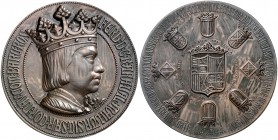 1952. Barcelona. Medalla conmemorativa del Quinto Centenario del nacimiento del rey Fernando el Católico. 396 g. 87 mm. Bronce. Escultor: Ricardo Sala...