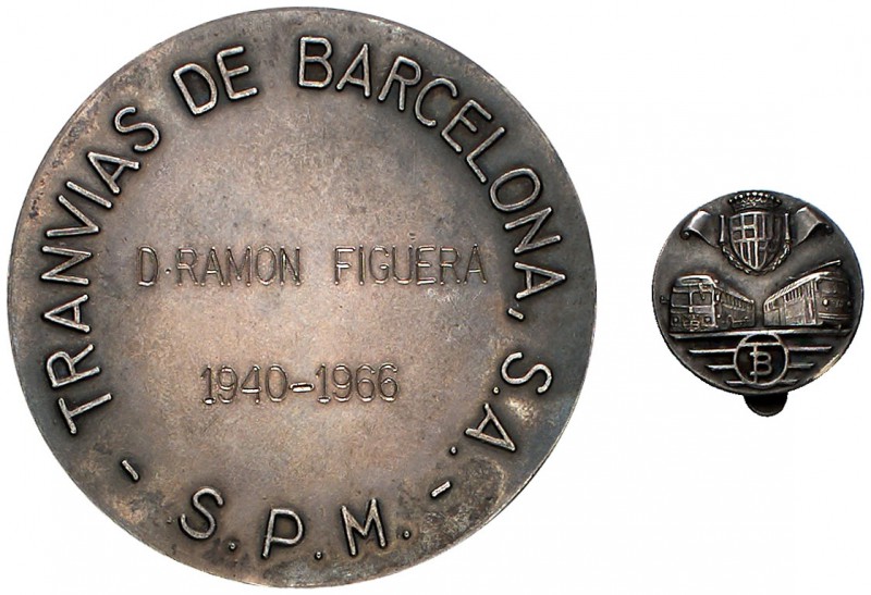 Años 1960. Medallas "Tranvías de Barcelona, S. A. S. P. M.". 60,22 g. 50 mm. Pla...