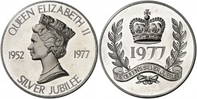 1977. Inglaterra. Isabel II. 25 años de reinado. 48,86 g. Peltre. En Estuche original. Medalla realizada por Period Pewter. Proof.