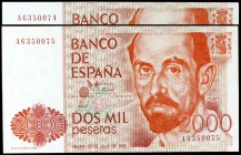 1980. 2000 pesetas. (Ed. E5a). 22 de julio, Juan Ramón Jiménez. Pareja correlativa, serie A. S/C-.