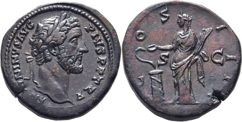 IMPERIO ROMANO. ANTONINO PÍO. Sestercio. Roma. 145-161. Busto del emperador laur...