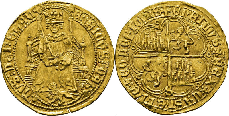 ENRIQUE IV. Enrique nuevo de la silla. Hacia 1471. Sevilla. Rey sedente en trono...