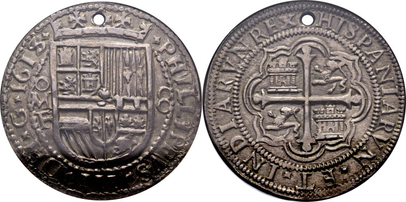 FELIPE III. 8 reales. México. 1613 sobre 2 girado. F. Redondo (royal). Cy no cit...