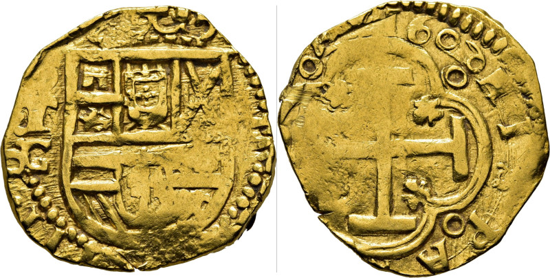 FELIPE III. 2 escudos. Toledo. 1606. C. El último dígito girado. Cy no cita. 6´7...