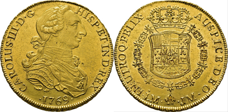 CARLOS III. 8 escudos. Lima. 1769. JM. Cy12801. Abundantes finas y suaves rayita...