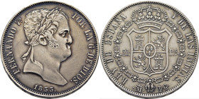FERNANDO VII. 20 reales. Madrid. 1833. DG. EBC/EBC+. Atractivo tono y pátina de acero. Raro