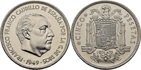 ESTADO ESPAÑOL. 5 pesetas. Madrid. 1949*19-51. SC/SC+. Rarísima