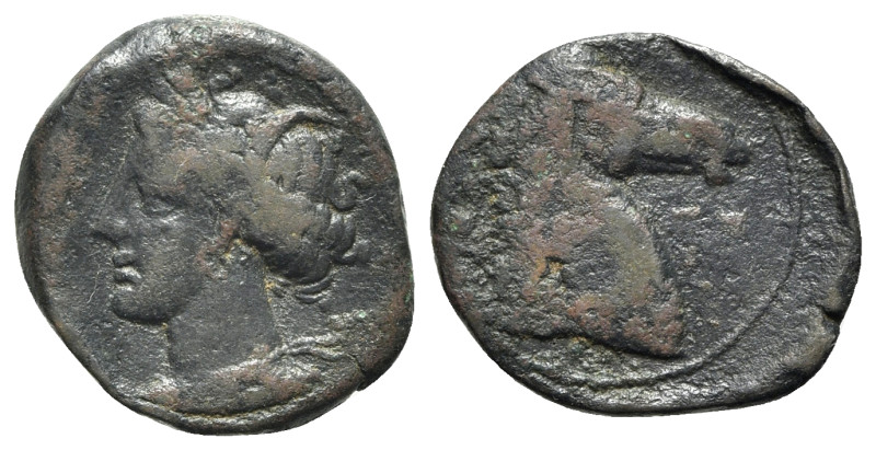 Carthaginian Domain, Sardinia, c. 264-241 BC. Æ (20mm, 4.51g, 3h). Wreathed head...