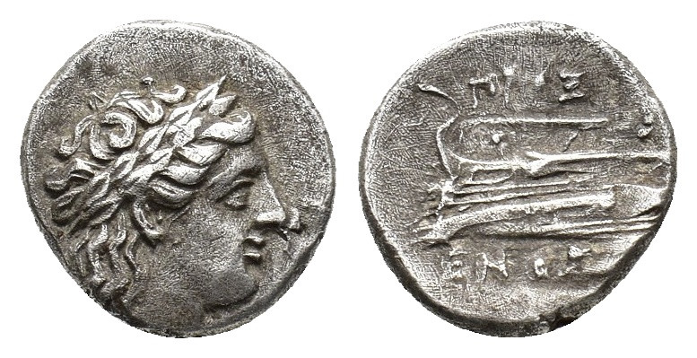 Bithynia, Kios, c. 350-300. AR Hemidrachm (12,95 mm, 2,32 g). Proxenos, magistra...