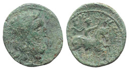 Mysia, Adramytion, 2nd century BC. Æ (17mm, 3.74g, 11h). Laureate head of Zeus r. R/ Horseman riding r., raising hand. SNG BnF 9; SNG Copenhagen 3. Gr...