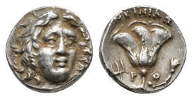 Islands off Caria, Rhodes, c. 229-205 BC. AR Drachm (13,42 mm, 2,79 g). Ameinias, magistrate. Ashton 224; SNG Keckman 552-4; SNG Copenhagen 776. Very ...