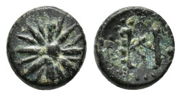 Phrygia, Kibyra (?), late 2nd-1st century BC. Æ (11,09 mm, 2,11 g). Savoca E-Auction 79 (2020), 299. Cf. SNG von Aulock 3699 (a hemiobol with a star o...
