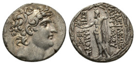 Seleukid Kings. Antiochos VIII Epiphanes (121-96 BC). AR Tetradrachm (26,76 mm, 16,65 g). Antioch. SC 2298.3b; HGC 9, 1197e. Good very fine.