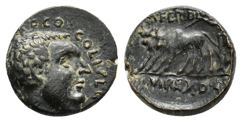 Pisidia, Uncertain mint of Pisiadian colony, 50-40 BC. Æ (16,22 mm, 3,90 g). M. ...