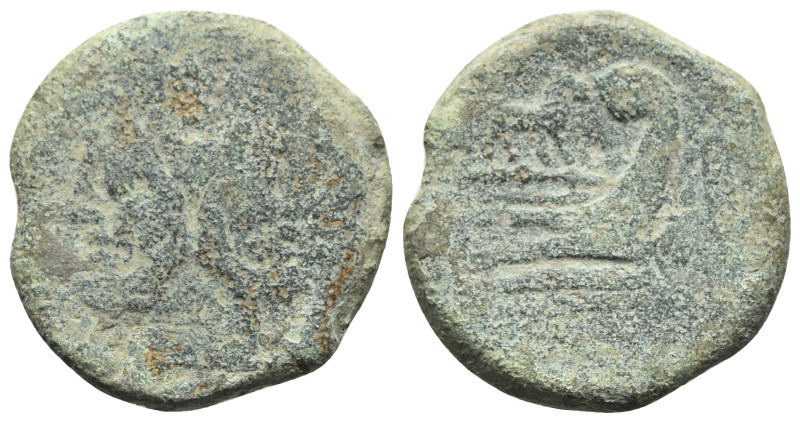 Ass series, Rome, 169-158 BC. Æ As (30mm, 17.89g, 6h). Laureate head of Janus. R...