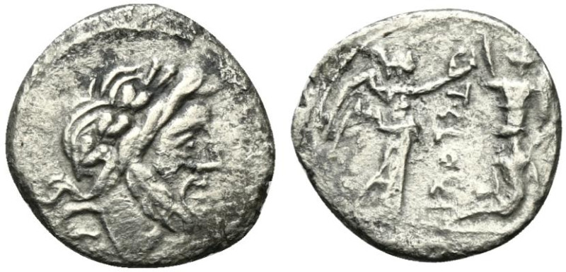 T. Cloelius, Rome, 98 BC. AR Quinarius (15mm, 1.33g, 11h). Laureate head of Jupi...