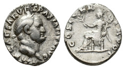 Vespasian (69-79). AR Denarius (16,73 mm, 3,38 g). Rome, AD 70. RIC 29; RSC 94h. Very fine.