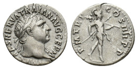 Trajan (98-117). AR Denarius (17,21 mm, 2,68 g). Rome, 101-102. RIC 52; RSC 228a. Very fine.