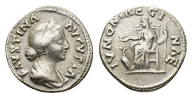 Faustina Junior (Augusta, 147-175). AR Denarius (16,92 mm, 3,33 g). Rome, AD 147-176. RIC 698 (Aurelius). Very fine.
