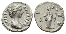 Crispina (Augusta, 178-182). AR Denarius (16,91 mm, 2,71 g). Rome. Draped bust r. R/ Ceres standing l., holding grain ears and torch. RIC 276 (Commodu...