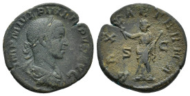 Philip II (247-249). Æ Sestertius (27,97 mm, 15,58 g). Rome, AD 247-249. RIC 268a var (obv. legend). Very fine.