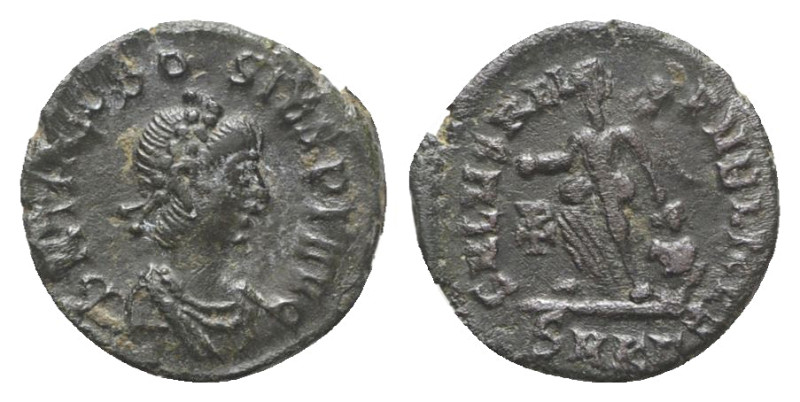 Theodosius I (379-395). Æ (12mm, 0.94g, 1h). Cyzicus, 388-392. Diademed, draped ...