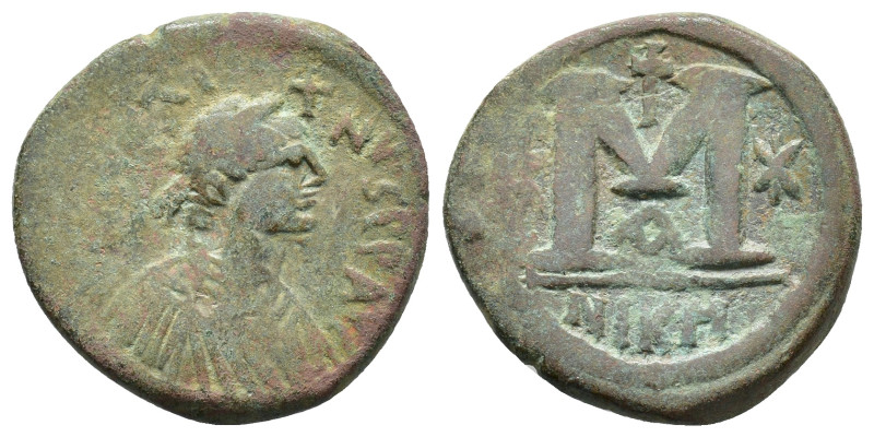 Justin I (518-527). Æ 40 Nummi (29,32 mm, 16,87 g). Nicomedia. Sear 84. About ve...