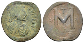 Justin I (518-527). Æ 40 Nummi (30,59 mm, 14,31 g). Cyzicus, AD 518-522. Sear 94. Good fine.