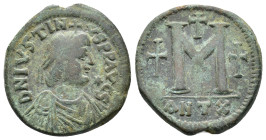 Justin I (518-527). Æ 40 Nummi (29,54 mm, 17,50 g). Antioch, AD 518-522. Sear 102. Very fine.