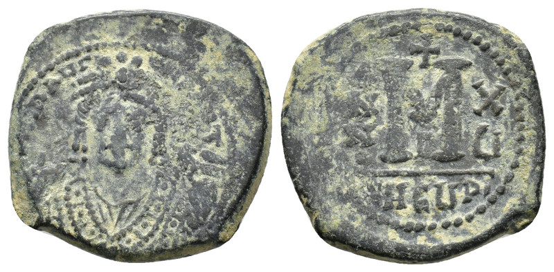 Maurice Tiberius (AD 582-602). Æ 40 Nummi (27,32 mm, 11,58 g). Antioch, year 12 ...