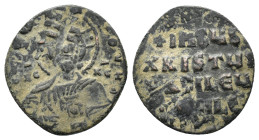 Basil II Bulgaroktonos, with Constantine VIII (976-1025 AD). Æ Follis (22,55 mm, 4,16 g). Constantinople. Sear 1813. About very fine.