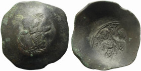 Manuel I (1143-1180). BI Aspron Trachy (29mm, 3.47g, 6h). Constantinople, 1167-1183. Christ enthroned facing. R/ Manuel standing facing, wearing loros...