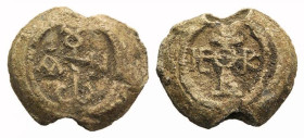 John, PB Seal (22mm, 13.69g, 12h). Invocative monogram. R/ Invocative monogram. DOCBS -. VF