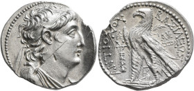 Tetradrachm AR
Seleukid Kings of Syria, Antiochos VII Euergetes (Sidetes), 138-129 BC, Phoenician standard, Tyre, SE 177 = 136/5. Diademed and draped...