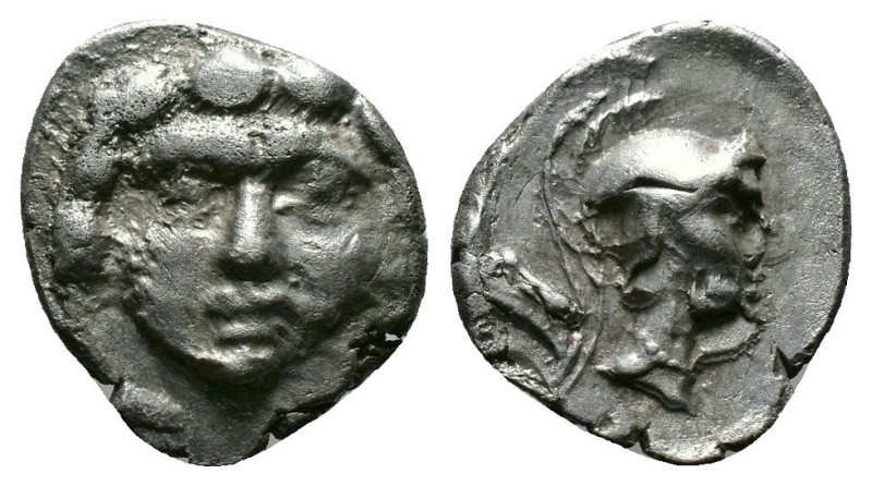 Obol AR
Pisidia, Selge
c. 350-300 BC
Facing gorgoneion Helmeted head of Athen...