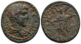 Bronze AE
Pisidia, Termessos, c. 200 BC, Draped bust of Hermes to right, kerykeion over shoulder, T-EPMHC-CEΩN around / Athena standing left, TΩN MEI...