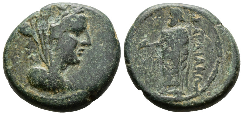 Bronze AE
Lydia, Sardes, c. 133 BC-14 AD, Veiled, draped and turreted bust of T...