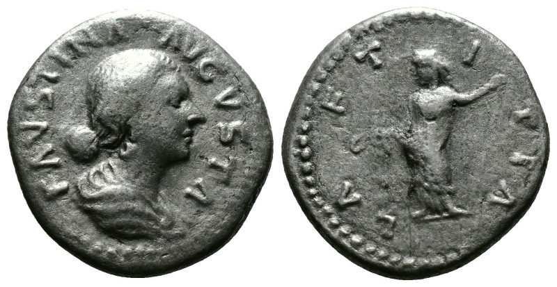 Denarius AR
Faustina II (147-176), Rome, Laetitia standing left, holding wreath...