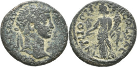 Bronze Æ
Pisidia, Antioch, Caracalla (198-217), Laureate head of Caracalla right / Tyche(?) standing facing, head left, wearing kalathos, holding cor...