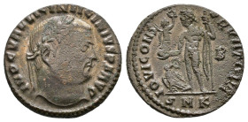 Follis AE
Licinius I (308-324), Cyzicus, IMP C VAL LICIN LICINIVS P F AVG. Laureate head right / IOVI CONSERVATORI / B / SMK, Jupiter standing left, ...