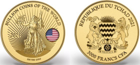1/500 Oz Gold (999/1000), Liberty, 3000 Francs (Chad), 2021